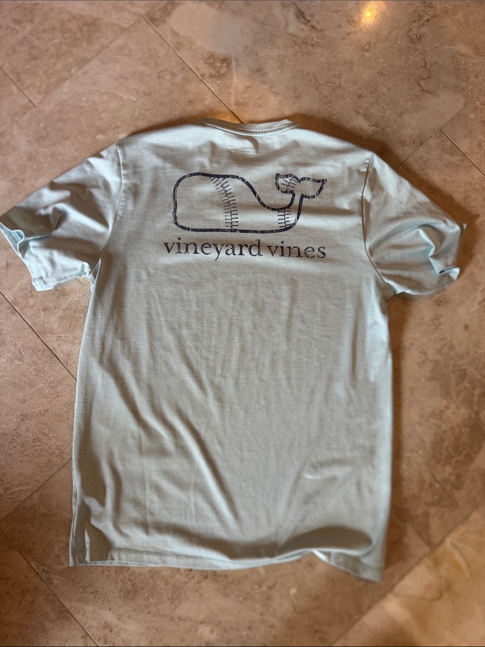 Vineyard Vines Light Blue Short Sleeve Whale Logo Performance Tee